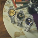 Seiko 5 Sports Automatic Blue Dial Silver Steel Strap Watch for Men - SRPL55K1