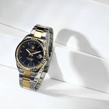 Maserati Competizione Black Dial Two Tone Steel Strap Watch for Men - R8853100042