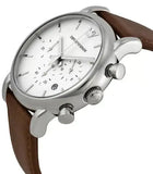 Emporio Armani Luigi Chronograph Silver Dial Brown Leather Strap Watch for Men - AR1846