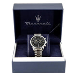 Maserati Tradizione Chronograph Black Dial Silver Steel Strap Watch for Men - R8873646004