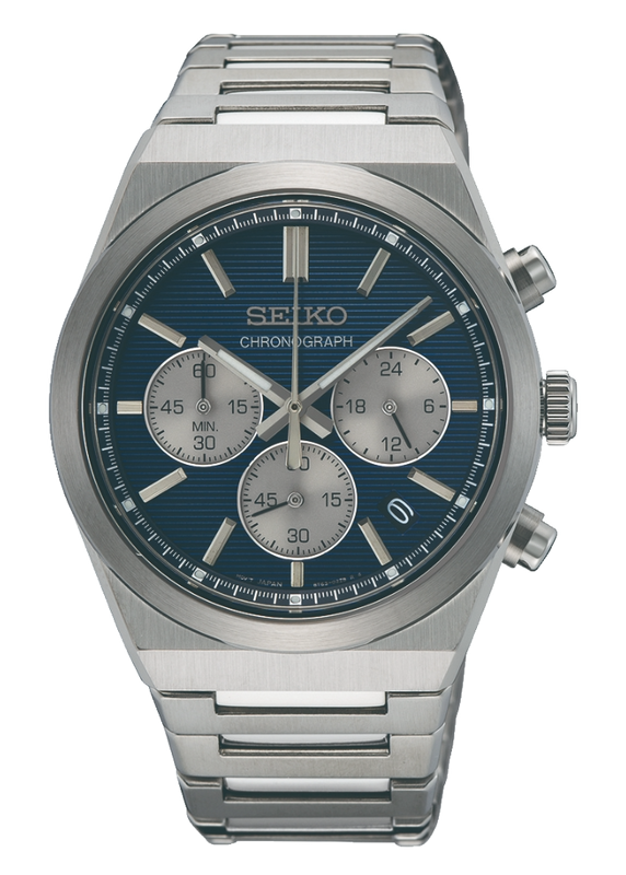 Seiko Conceptual Chronograph Blue Dial Silver Steel Strap Watch for Men- SSB453P1