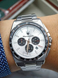 Maserati Velocità Chronograph Silver Dial Silver Steel Strap Watch for Men - R8873652006