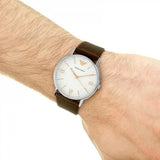 Emporio Armani Kappa Silver Dial Brown Leather Strap Watch for Men - AR11173