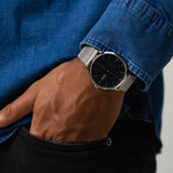 Lacoste Moon Multifunction Blue Dial Silver Mesh Strap Watch for Men - 2011024