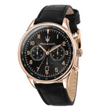 Maserati Tradizione Chronograph Black Dial Black Leather Strap Watch for Men - R8871646001