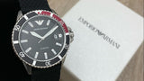 Emporio Armani Diver Black Dial Black Silicon Strap Watch for Men - AR11341