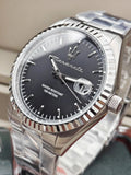Maserati Competizione Black Dial Silver Steel Strap Watch for Men - R8853100028