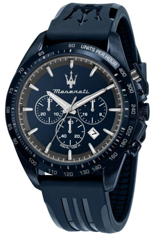Maserati Traguardo Blue Edition Chronograph Blue Dial Blue Silicon Strap Watch for Men - R8871612042