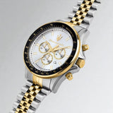 Maserati SFIDA Chronograph Silver Dial Two Tone Steel Strap Watch for Men - R8873640024