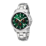 Maserati Successo Chronograph Green Dial Silver Steel Strap Watch for Men - R8873621043