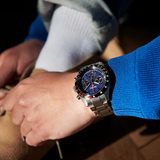 Seiko Prospex Speedtimer Solar Chronograph Blue Dial Silver Steel Strap Watch for Men - SSC815