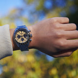 Seiko Prospex Speedtimer Solar Chronograph Gold Dial Silver Steel Strap Watch for Men - SSC817