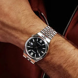 Citizen Tsuyosa 60 Automatic Black Dial Silver Steel Strap Watch for Men - NK0020-55E