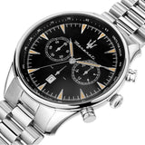 Maserati Tradizione Chronograph Black Dial Silver Steel Strap Watch for Men - R8873646004
