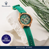 Maserati Successo Chronograph Green Dial Green Silicone Strap Watch for Men - R8871621038