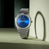 D1 Milano Ultra Thin Blue Dial Silver Steel Strap Watch for Men - D1-UTBJ09