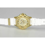 Philipp Plein The Skull Gold Dial White Silicone Strap Watch for Men - PWAAA1221