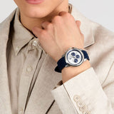 Maserati Successo Chronograph Silver Dial Blue Silicone Strap Watch for Men - R8871621042