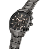 Maserati Attrazione Chronograph Black Dial Black Steel Strap Watch for Men - R8853151001