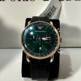 Emporio Armani Aviator Green Dial Brown Leather Strap Watch for Men - AR11334