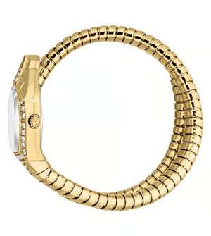 Just Cavalli Ornato Snake White Dial Gold Steel Strap Watch for Women - JC1L303M0025
