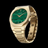 D1 Milano Ultra Thin Malachite Green Dial Gold Steel Strap Watch for Men - D1-UTBJ30