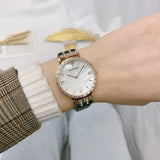Emporio Armani Gianni T-Bar Mother of Pearl White Dial Two Tone Steel Watch for Women - AR11294