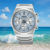 Seiko Conceptual Chronograph Ice Blue Dial Silver Steel Strap Watch for Men - SSB459P1