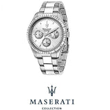 Maserati Competizione Chronograph Silver Dial Silver Steel Strap Watch for Men - R8853100041