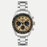 Seiko Prospex Speedtimer Solar Chronograph Gold Dial Silver Steel Strap Watch for Men - SSC817