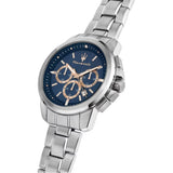 Maserati Successo Chronograph Blue Dial Silver Steel Strap Watch for Men - R8873621037