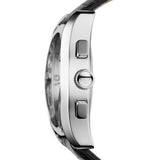 Emporio Armani Velente Silver Dial Black Leather Strap Watch for Women - AR0670