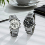 Seiko Conceptual Chronograph White Dial Silver Steel Strap Watch for Men - SSB451P1