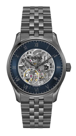Hugo Boss Principle Skeleton Blue Dial Grey Steel Strap Watch for Men - 1514254