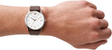 Emporio Armani Kappa Silver Dial Brown Leather Strap Watch for Men - AR11173