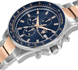 Maserati SFIDA Chronograph Blue Dial Two Tone Steel Strap Watch for Men - R8873640022