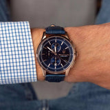 Maserati Sorpasso Chronograph Blue Dial Blue Leather Strap Watch for Men - R8871624009