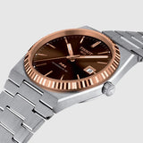 Tissot PRX Powermatic 80 18K Gold Brown Dial Silver Steel Strap Watch for Men - T931.407.41.291.00