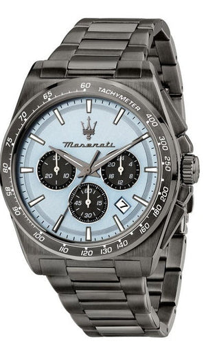 Maserati Velocità Chronograph Blue Dial Black Steel Strap Watch for Men - R8873652004
