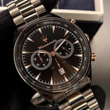 Maserati Tradizione Chronograph Black Dial Black Steel Strap Watch for Men - R8873646001