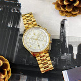 Maserati Tradizione Chronograph White Dial Gold Steel Strap Watch for Men - R8873646003