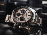 Seiko Prospex Speedtimer Solar Chronograph White Dial Silver Steel Strap Watch for Men - SSC813