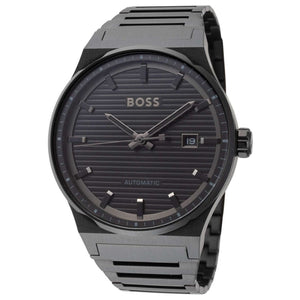 Hugo Boss Candor Automatic Black Dial Black Steel Strap Watch for Men - 1514120