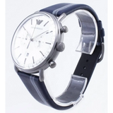 Emporio Armani Aviator Silver Dial Two Tone Leather Strap Watch for Men - AR11202