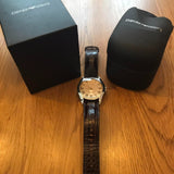 Emporio Armani Classic Beige Dial Brown Leather Strap Watch for Men - AR0645