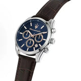 Maserati Attraction Limited Edition Chronograph Blue Dial Brown Leather Strap Watch for Men - R8851151003