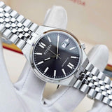 Citizen Tsuyosa 60 Automatic Black Dial Silver Steel Strap Watch for Men - NK0020-55E