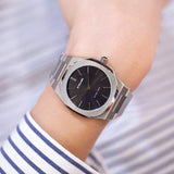 D1 Milano Ultra Thin Black Dial Silver Steel Strap Watch for Women - D1-UTBL05