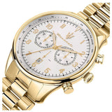 Maserati Tradizione Chronograph White Dial Gold Steel Strap Watch for Men - R8873646003