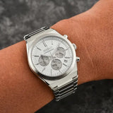 Seiko Conceptual Chronograph White Dial Silver Steel Strap Watch for Men - SSB451P1